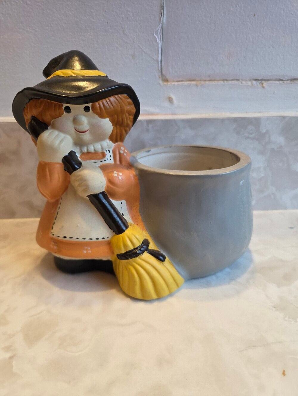GEERLINGS Ceramic Halloween Witch Planter GRHS Vintage Holder Porch
